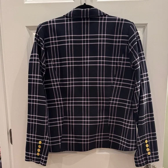 Smythe One Button Blazer - Navy and Lilac - Picture 3 of 5